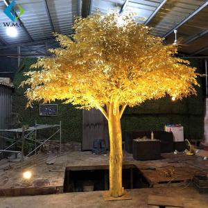 Quality Golden Leaves Artificial Ficus Tree Fiberglass Trunk For Outdoor Garden Decoration wholesale