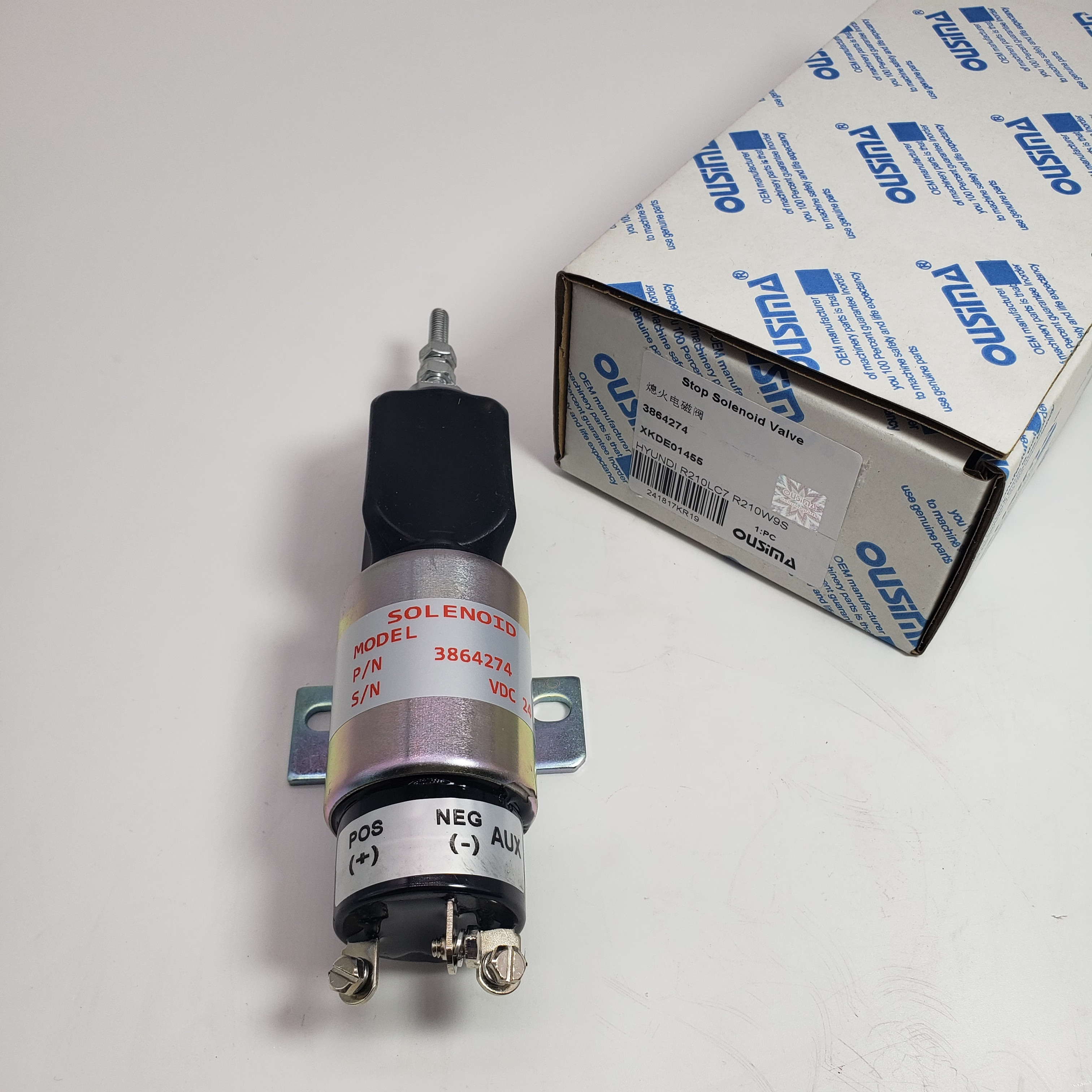 Fuel Shutdown Solenoid Valve 3864274 XKDE01455 For Hyundai R140W7 R200W7 R140LC9S