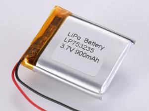 Quality LP753235 3.7V 900MAH li ion battery manufacturers Chargeable Polymer Li-ion Rechargeable Cell -20°C To 60°C Discharging Temperature for Your wholesale