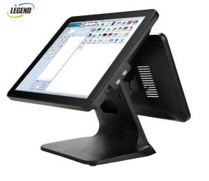 China Double Screen All In One Touchscreen Pos Terminal 15 Inch I5 Aluminum Alloy Base on sale