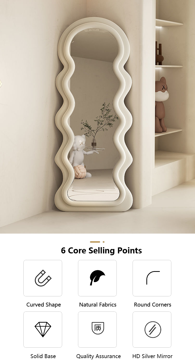Vertical Large Wavy Floor Length Mirror Full Length 70 Inch