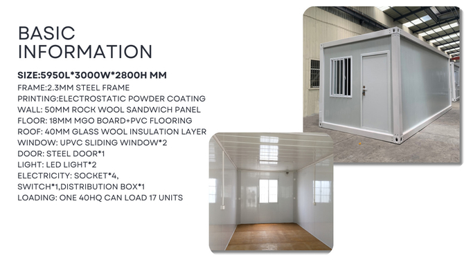 Flexible And Convenient Portable Site Office Container Modular Steel Frame Rock Wool Sandwich Panel Modular House