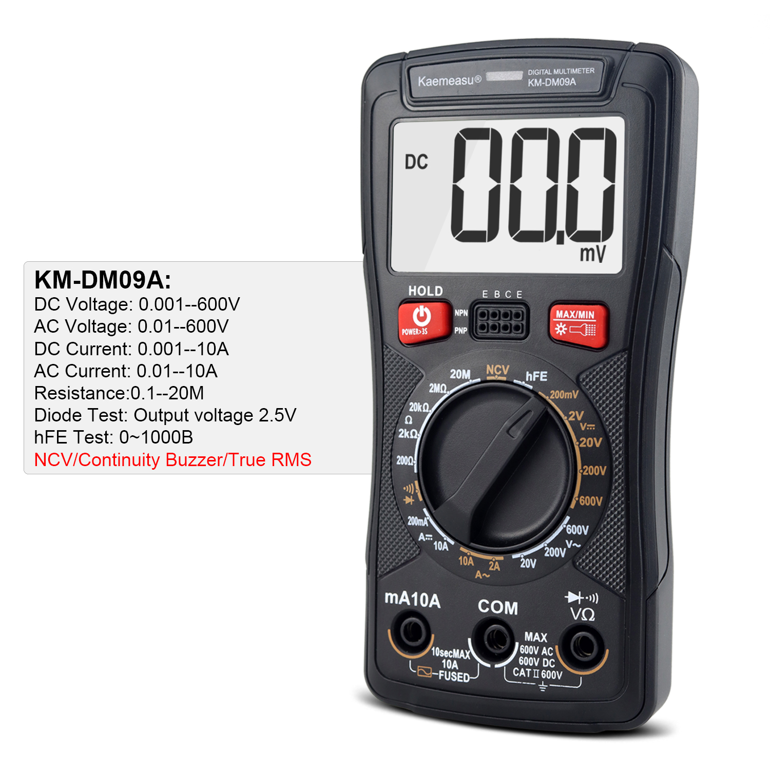 Digital Multimeter with NCV Diode Test and Continuity Buzzer Measuring Inductance Range