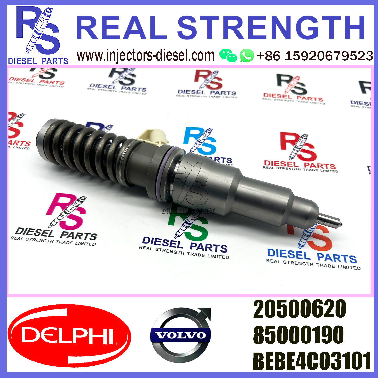 DELPHI 2pin injector 85000190 20500620 BEBE4C03101 Diesel pump Injector V-O-L-V BEBE4C03101 E1 for V-O-L-V 9.0 LITRE TRUCK