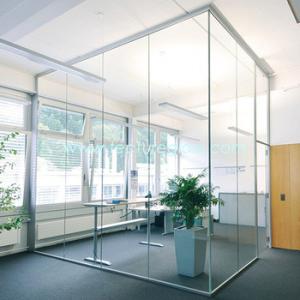 Quality Dustproof Glass Partition Wall Easy Cleaning Glass Office Partitions wholesale