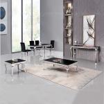 12mm Tempered Glass Dining Table 6 Chairs Stainless Steel Legs