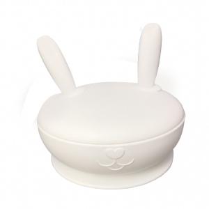 Quality Baby Feeding Silicone Suction Divided Plate With Lid BPA Free Bunny Shape wholesale