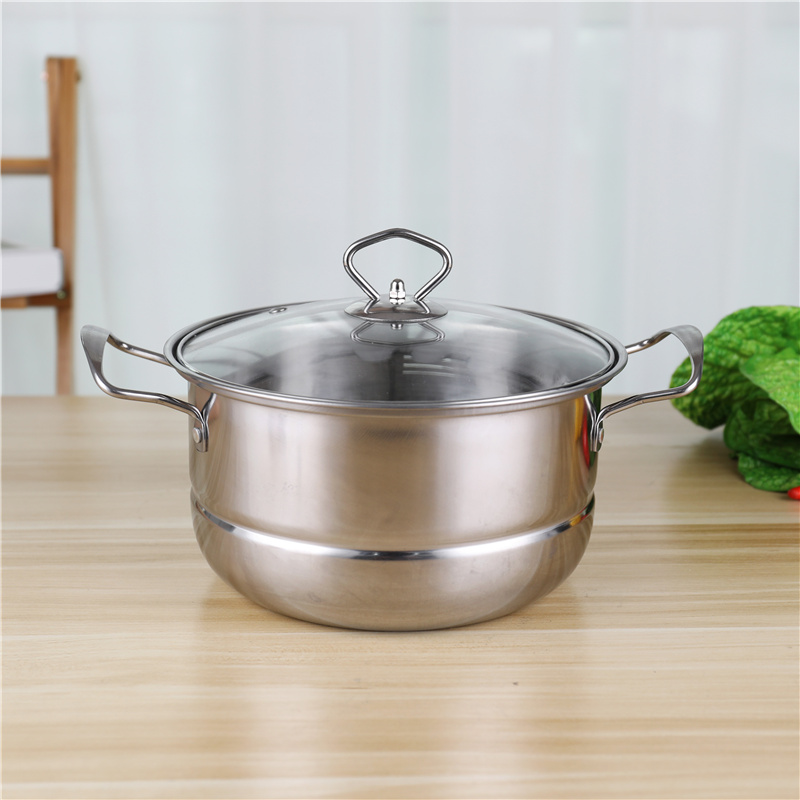 Glass Lid Stainless Steel 410 Cookware Set 12pcs Steamer Food Cooking Soup Pot