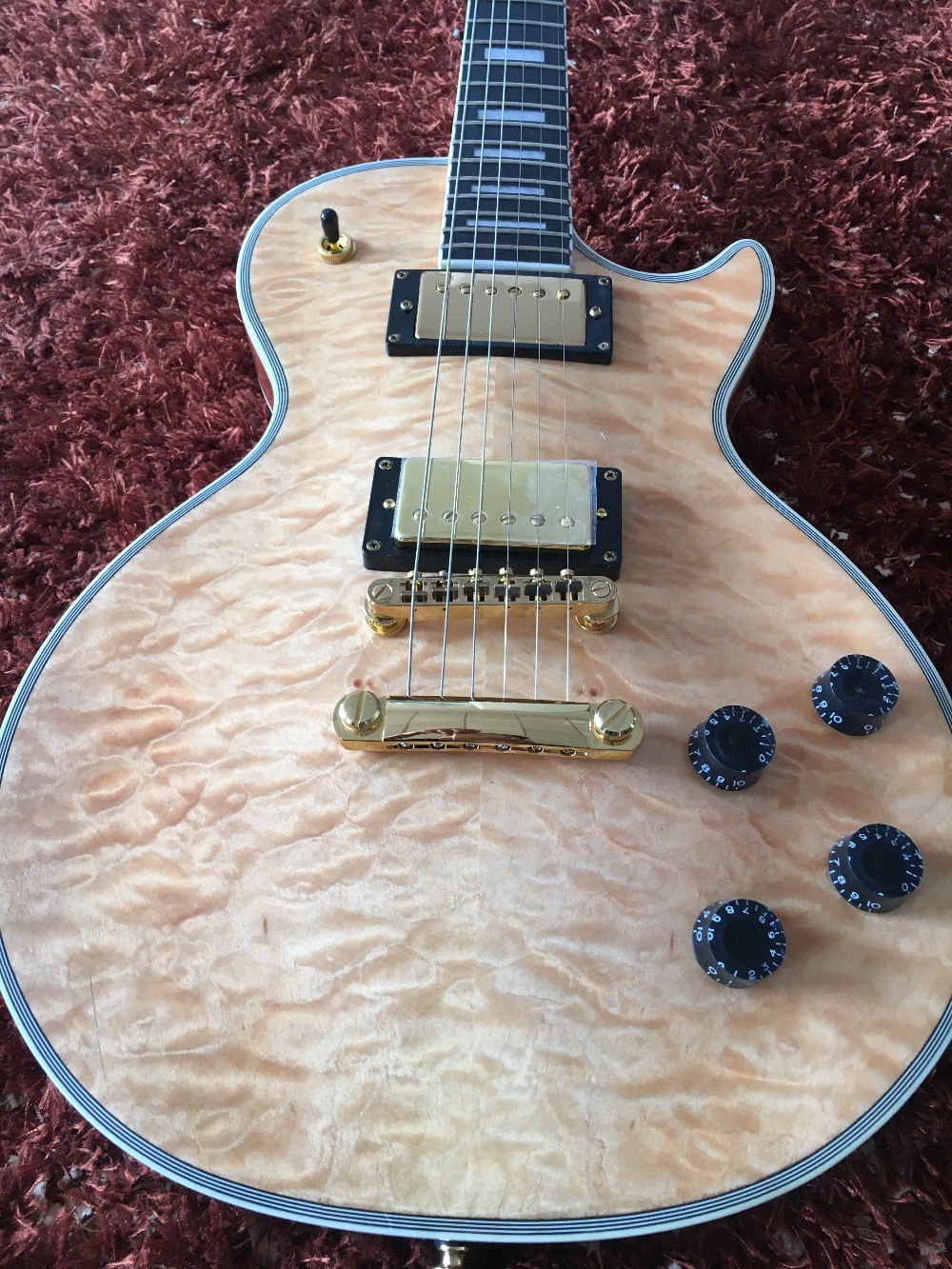Custom guitar shop LP custom guitar Natural quilted body Ebony fingerboard Golden hardwares
