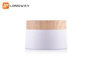 Quality 120g white cream jar with wooden texture cap for cosmetic packaging wholesale