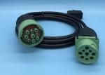 Green Deutsch 9-Pin J1939 Female to Right Angle OBD2 OBDII Female and J1939 Male
