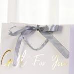 Shopping Boutique Paper Gift Bags 300gsm With Bronzing Printed Logo Ribbon