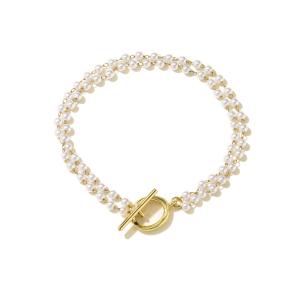 Quality OEM 18k Gold Bracelet Imitation Pearl OT Button Charm Bracelet wholesale