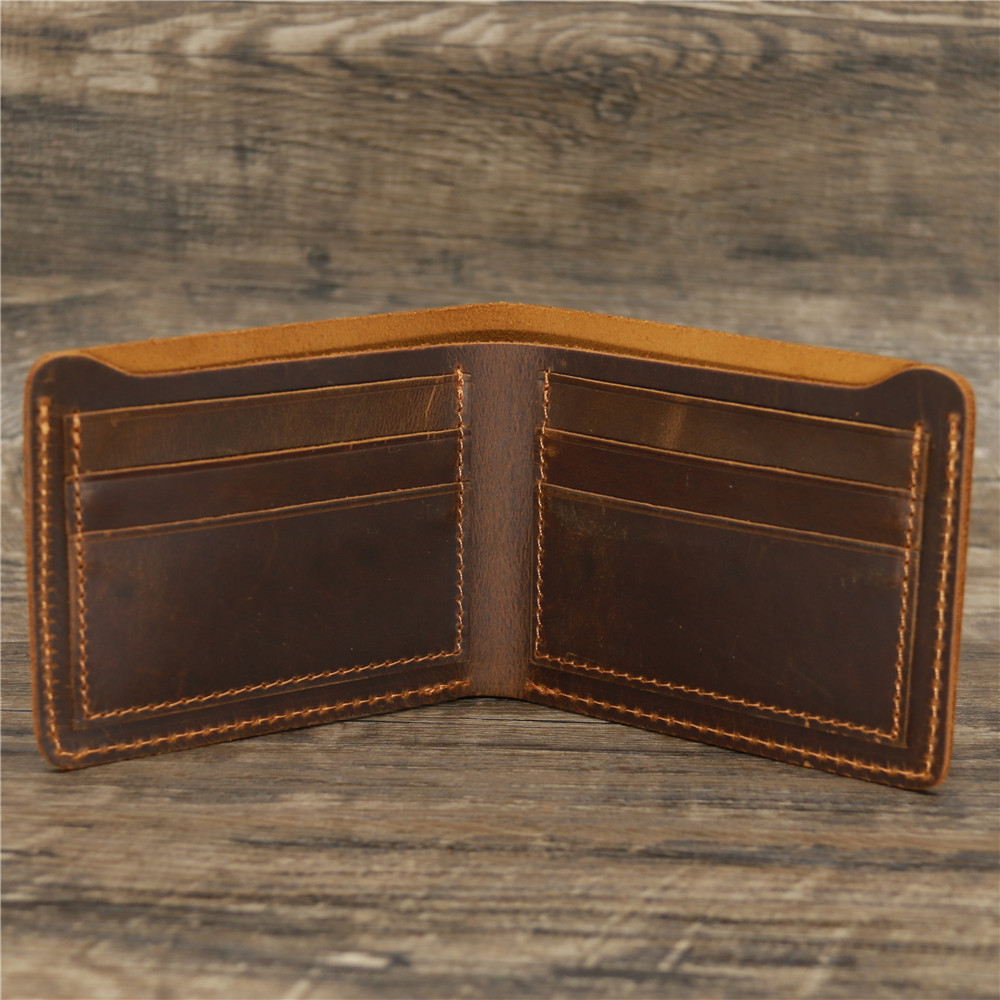 Open Closure Minibook Genuine Leather Multi-function Card Holder Clip Wallet for Men