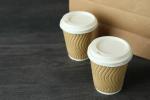 Different Size Kraft Ripple Paper Coffee Cups Customized Logo For Hot Drinking