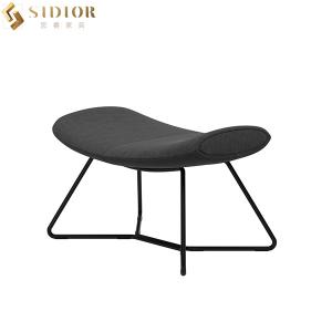 Quality H41cm Modern Luxury Black Fabric Footstool Upholstered With Metal Legs wholesale