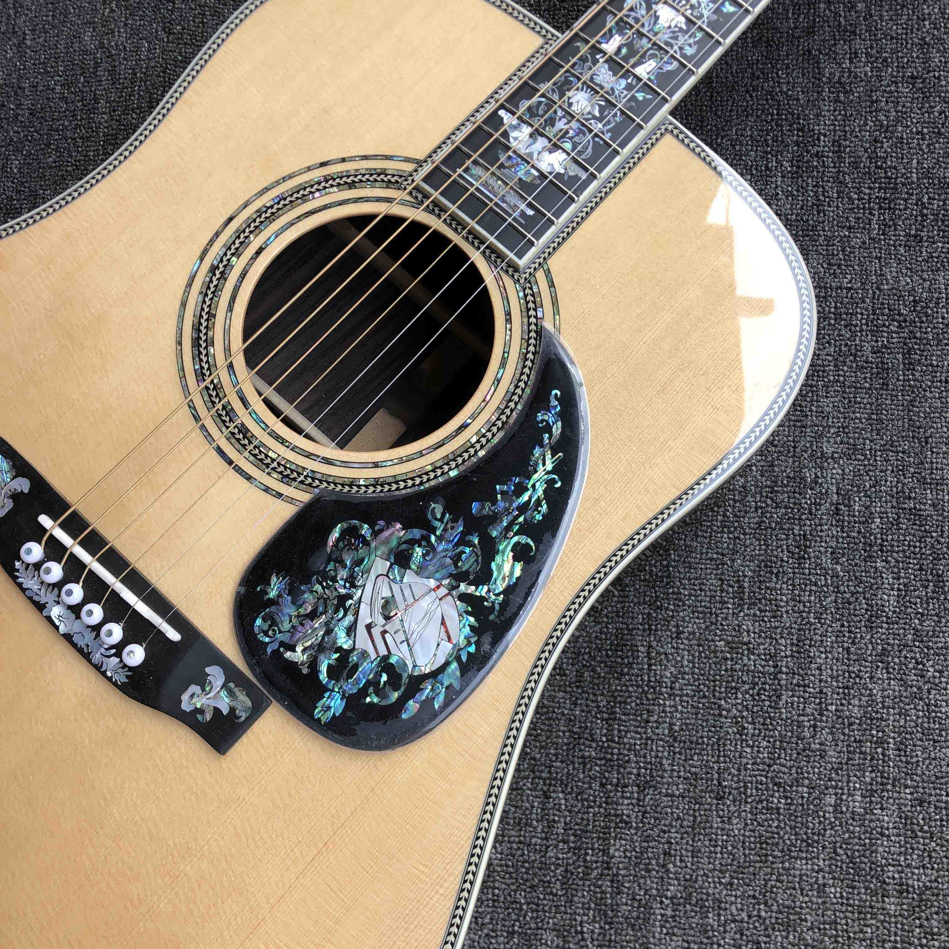 Custom AAAAA Handmade D100AA All Solid Wood Vintage D Dreadnought D100A Acoustic Guitar Deluxe Full Abalone Binding