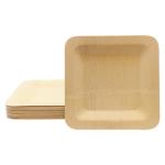 9 Inch Environmentally Friendly Biodegradable Square Bamboo Plate For Wedding