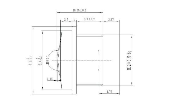 1/3", 2.1mm Super wide angle of view HFOV 138 degree Megapixel Autmotive lens