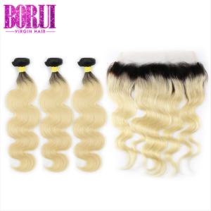 Quality Blonde Weave Hair Extensions 1B613 , 13*4 Lace Frontal Soft Smooth Dyed Bleach wholesale