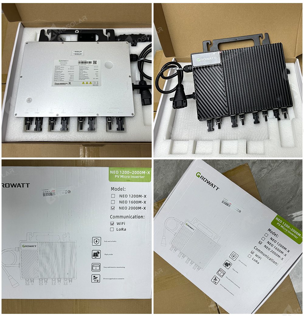 Growatt Solar Panels and 800w 2400w 3000w Hybrid Solar Inverter for On Grid Solar System