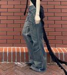 Small Order Clothing Manufacturers Vintage Multi Pocket Tooling Jeans Loose