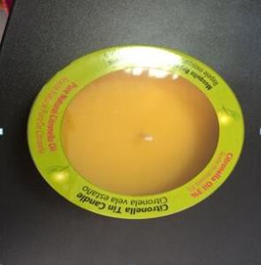 Quality Yellow Citronella tin scented candle with the printed label shrinked wholesale