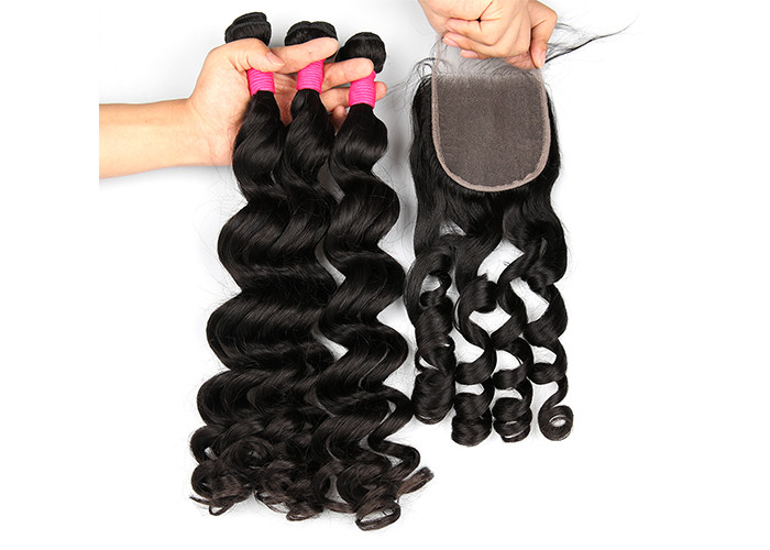 8 Inch Grade 6A Virgin Hair / Big Curl Brazilian Human Hair Extensions