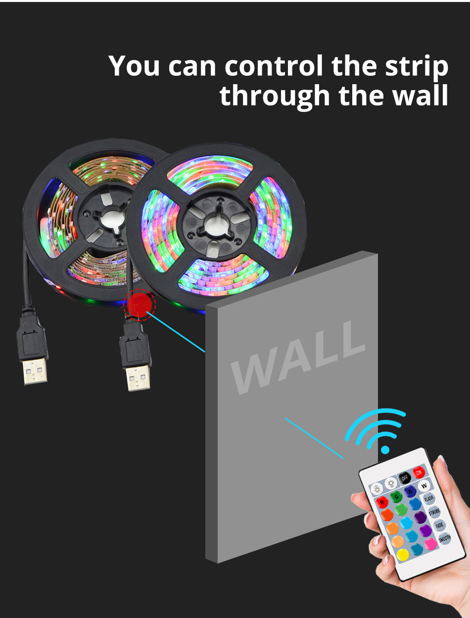 RGB 16.4ft WiFi Smart LED Light Strip 16 Million Colors 310LM with App Control and Music Sync