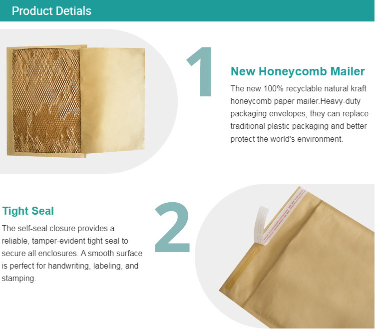Customized Recycled Padded Envelopes Kraft Honeycomb Paper Mailer