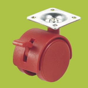 Quality furniture plastic casters swivel top plate red caster with brake wholesale