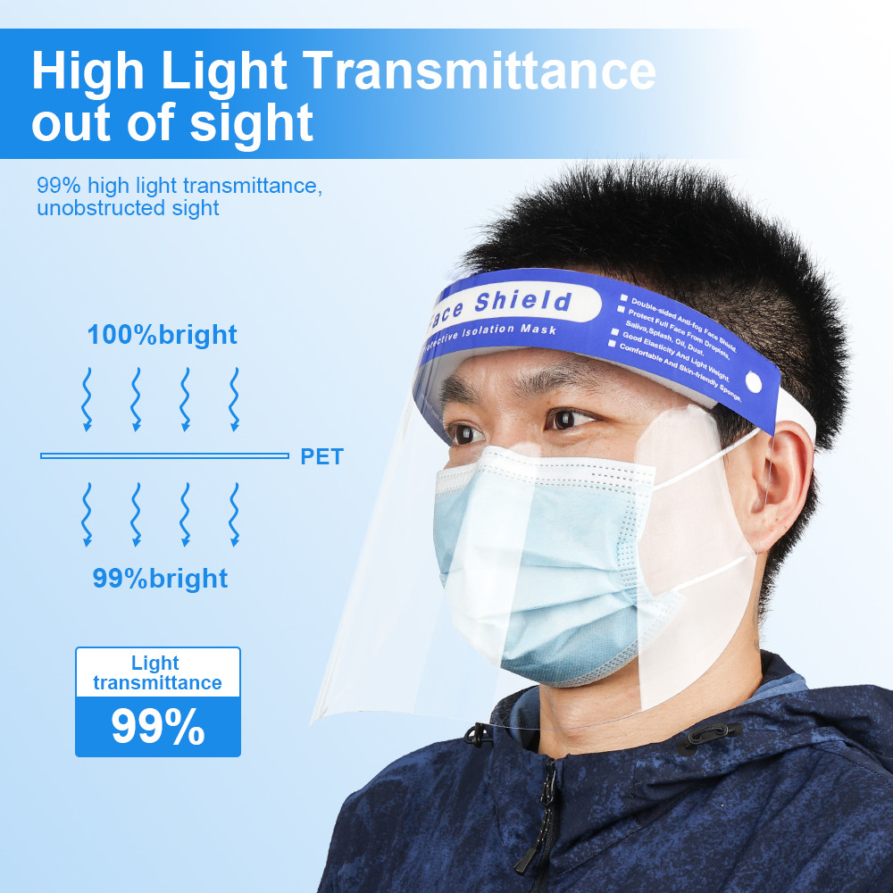 Custom Logo Full Cover Face Shield CE FDA Approval , PET Anti Splash Safety Face Shield