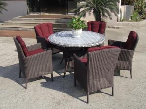 Quality Plastic Rattan Garden Dining Sets , Strong Brown Dining Table Set wholesale
