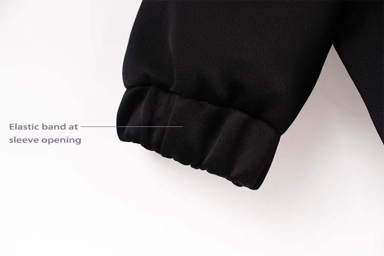 Women Short Black Woven Fabric Clothing Outerwear Polyester Moss Bonded