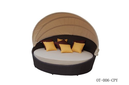 Outdoor Garden Rattan Woven Round Bed with Canopy NO Foldable 2-3 Years Rattan
