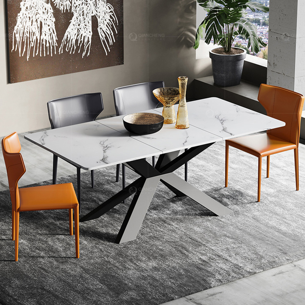 OEM 150*75cm SS Dining Tables Marble Dinning Chairs