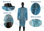 Blue Waterproof Disposable Isolation Gowns Ties On Neck Elastic Cuff