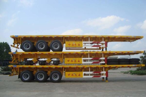 1310mm Wheel Base 3 Axle Flatbed Semi Trailer for Shipping / Carrier of 40 Feet