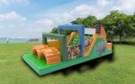 Jugle Theme Animal Rhino Inflatable Obstacle Course With Palm