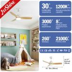 Small Space 35 Inch Solid Wood Blades Ceiling Fan with LED Light Motor DC Pure