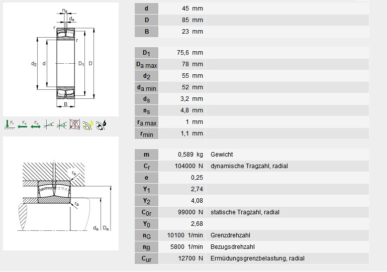 22209CC Spherical Roller Bearing
