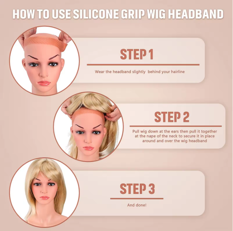 Adjustable Silicone Wig Grip Headband for Non Slip Fixing of Transparent Hair Wigs