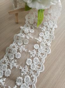 Quality 100%Cotton Embroidery Lace On Mesh Fabric Color Can Be Dye To Match As Required wholesale