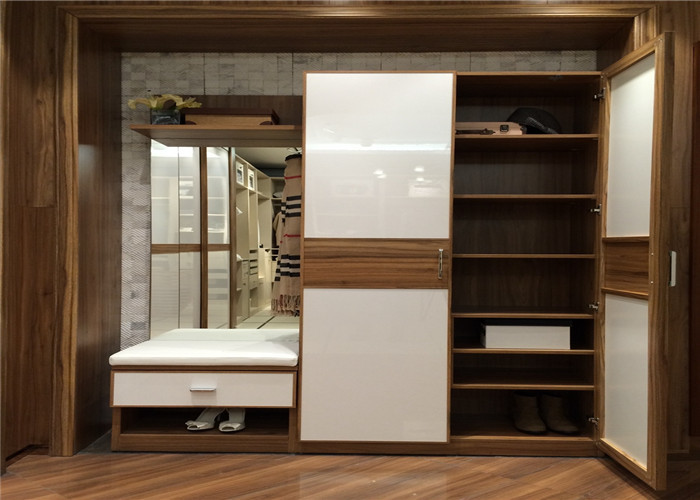 Particle Board Walk In Wardrobe Eco - Friendly With Mirror Sliding Door