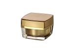 Plastic Gold Cosmetic Cream Jar , 15g 30g 50g Acrylic Square Cream Jar