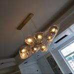 Modern Clear Gray Glass E27 Led Chandelier Gold Black Metal Straight Chandelier