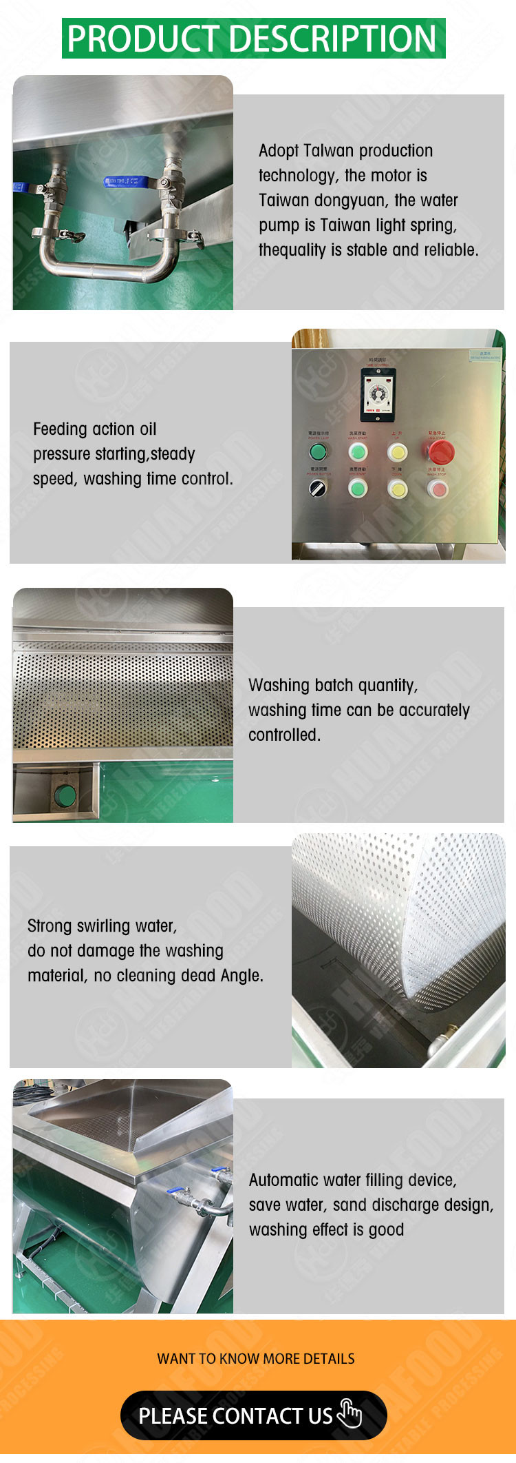 Commercial Leafy Vegetable Washing Machine 2.25KW 380V