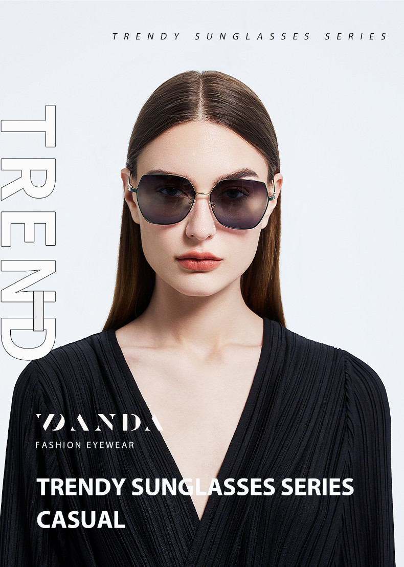 Hollow Gradient Color Metal Frame Sunglasses Polarized For Women