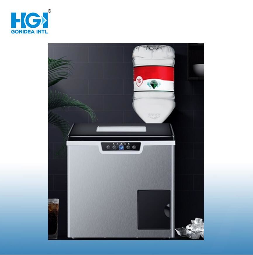 LCD Touch Portable Black Countertop Mini Ice Maker Stainless Steel Body
