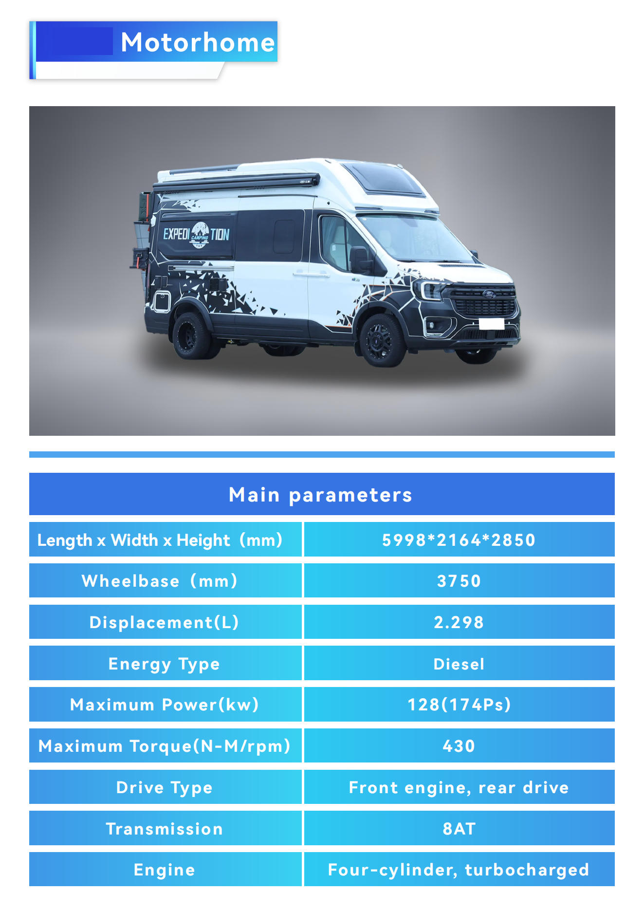 Ford Medical Direct Supply Ambulance Type 2 4x4 Van Rescue Vehicle for Patient Transport Diesel Fuel Rear Track 1704mm